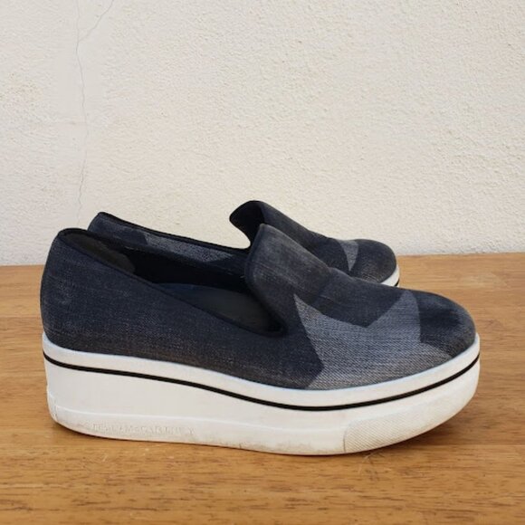 Stella McCartney Dark Grey Star Binx Canvas Platform Slip-on Sneakers - Picture 3 of 12